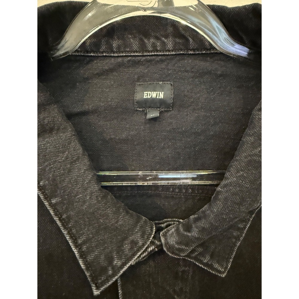 Edwin Trucker Denim Jacket Black Oversized‎ Streetwear Anthro Size M, Y2K - Picture 9 of 12